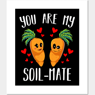 Carrots - You Are My Soil-Mate - Cute Vegetable Carrots Posters and Art